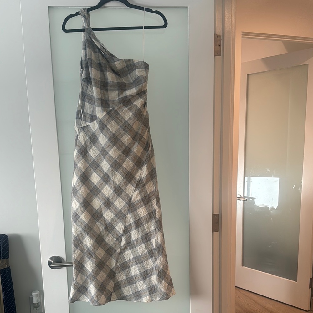 Plaid One-Shoulder Dress